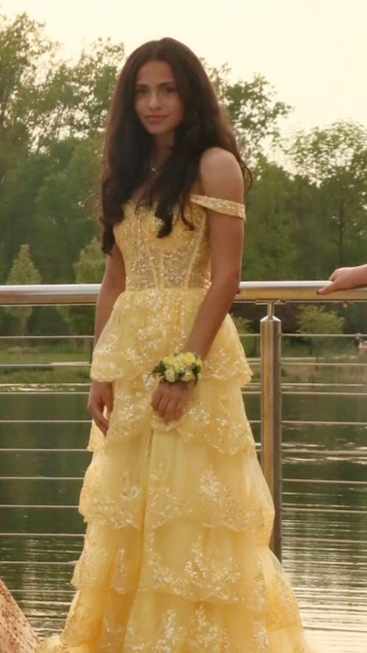 A Line Off Shoulder Yellow Long Prom Dress, Evening Party Dress fg7375