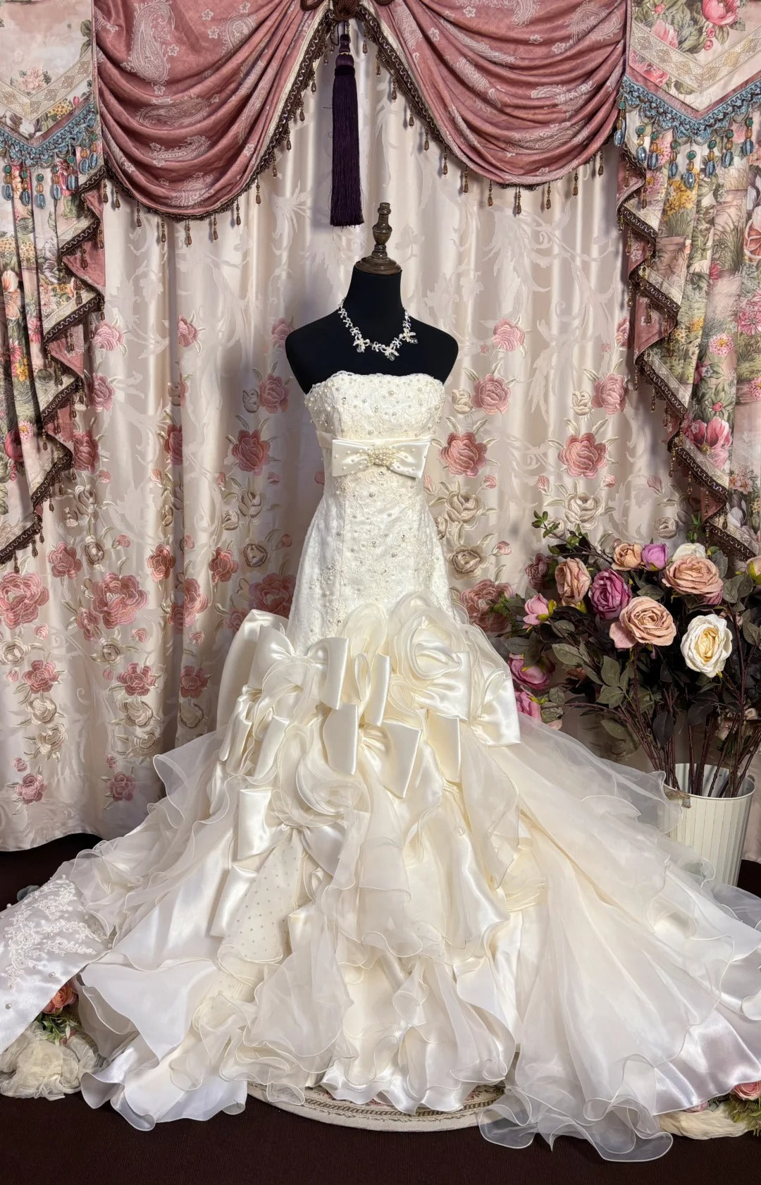 Robe de mariée longue et élégante, sans bretelles, style princesse, fg7345