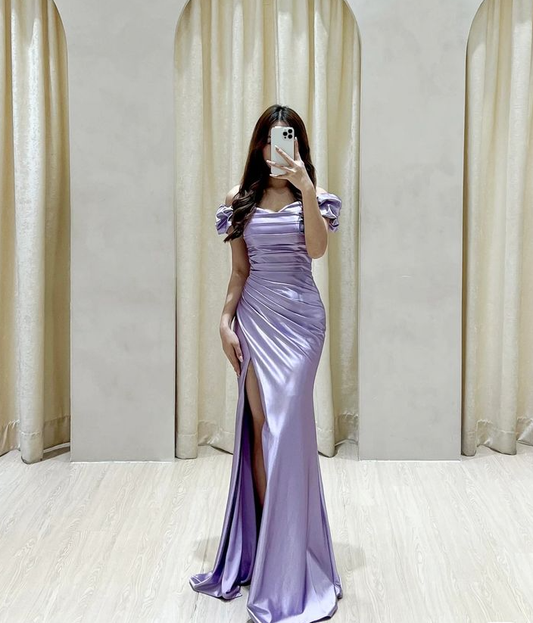 Robe de soirée longue lilas, robe de soirée formelle, robe de bal fg6801
