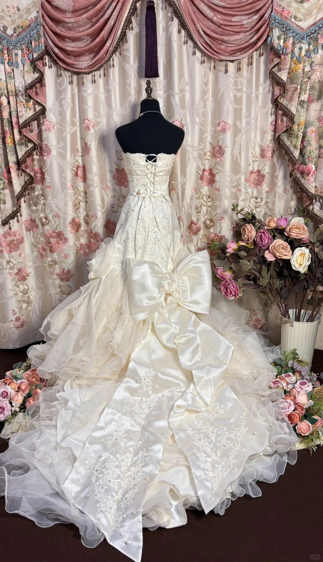 Robe de mariée longue et élégante, sans bretelles, style princesse, fg7345