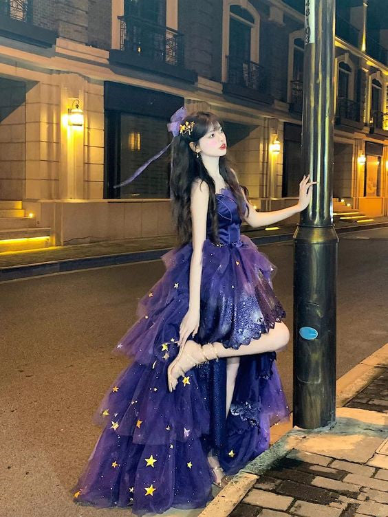 Elegant Purple A-Line Prom Dress Stars Love Elegant Lolita Party Dress fg5105 Elegant Purple A-Line Prom Dress Stars Love Elegant Lolita Party Dress fg5105