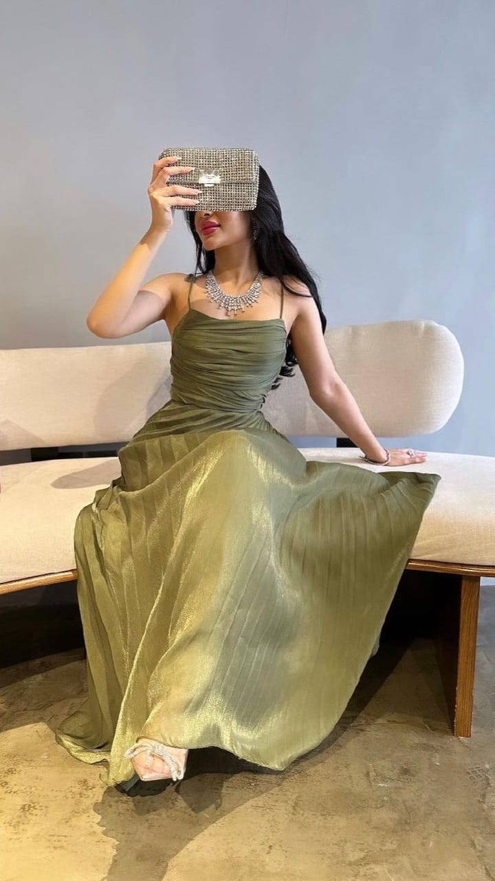 Grünes langes Ballkleid in A-Linie, formelles Partykleid fg5536