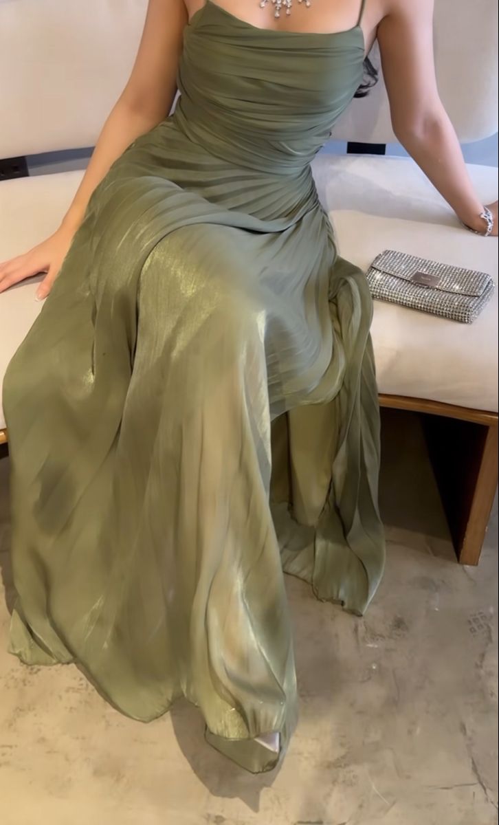 Grünes langes Ballkleid in A-Linie, formelles Partykleid fg5536