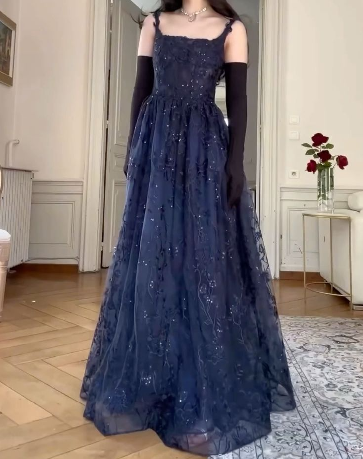 A Line Navy Blue Elegant Birthday Party Dress Long Evening Dress fg718 formalgowns A Line Navy Blue Elegant Birthday Party Dress Long Evening Dress fg718 formalgowns