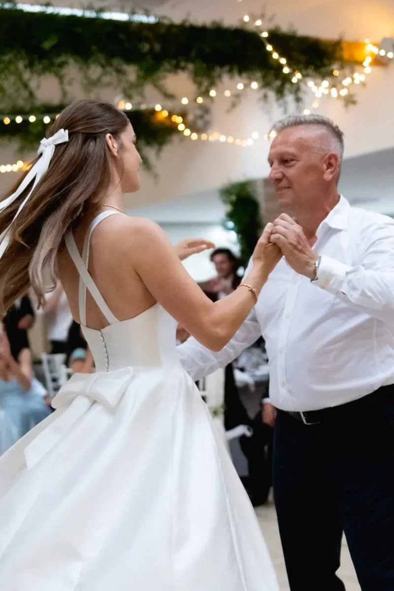 Robe de mariée mi-longue en satin et tulle, simple, décolleté carré, longueur thé, robe de bal formelle fg7288