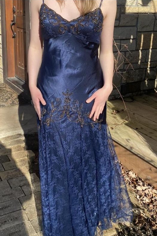 Vintage purple dress with flower accents Formal Evening Dress fg6334
