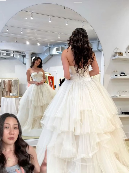 Robe de soirée trapèze longue, robe de bal, robe de mariée bustier, fg7307