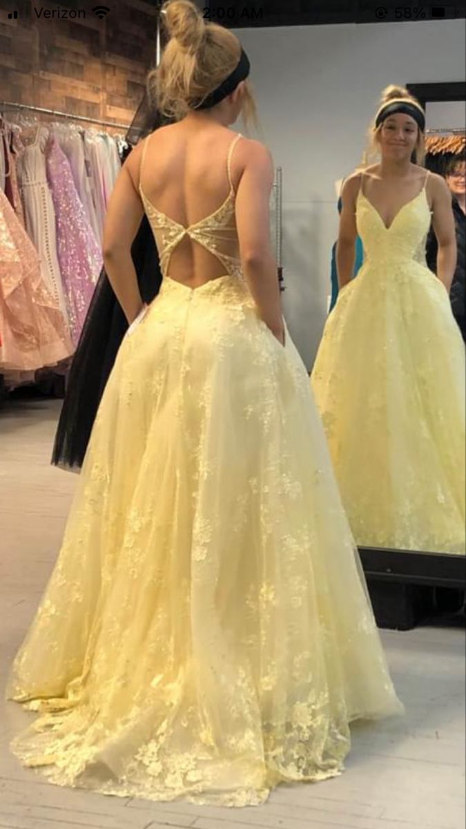 Yellow Lace Prom Dress Long Formal Dress Graduation School Party Gown formalgowns Yellow Lace Prom Dress Long Formal Dress Graduation School Party Gown formalgowns