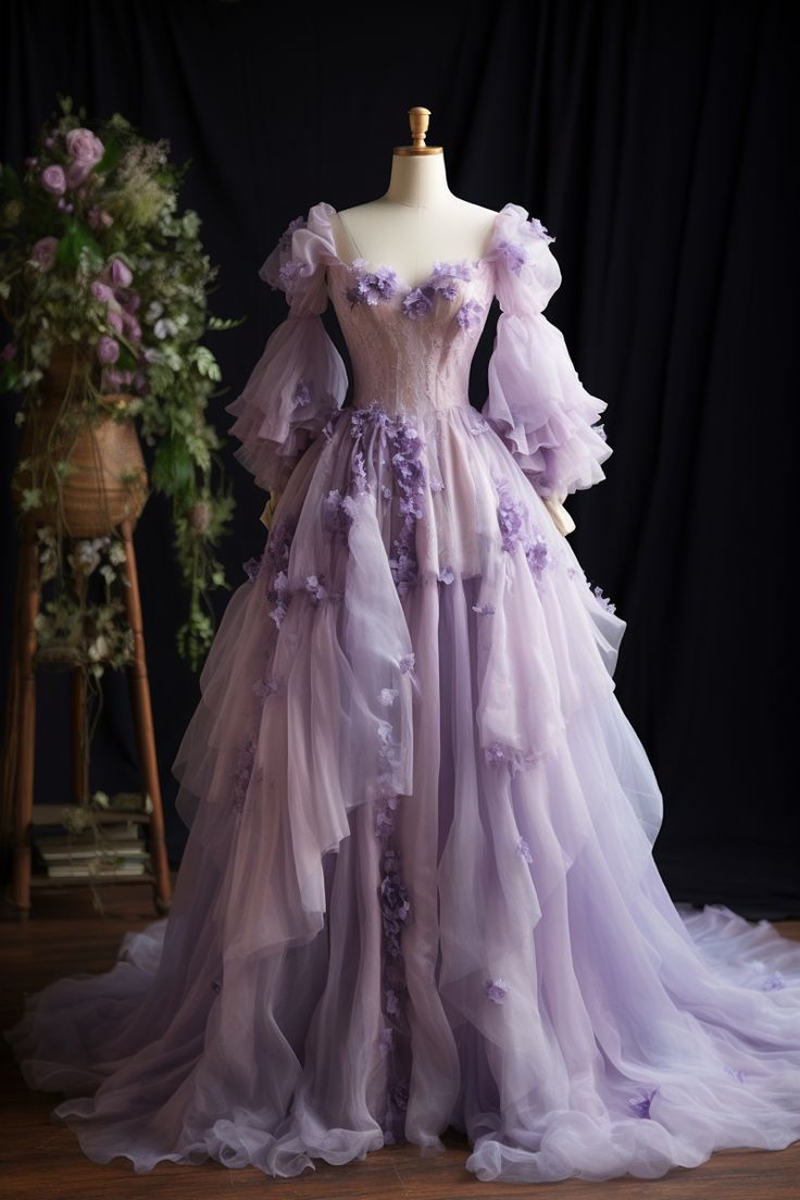 Lavendel Tüll Sweetheart Abend Party Kleider Lange Ballkleid fg7187