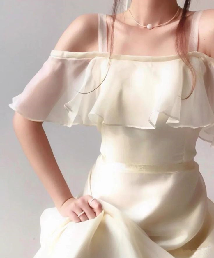 Off White Organza Sheath Long Prom Dress Evening Dress fg7215