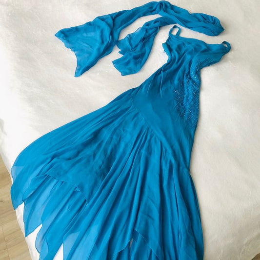 Robe de soirée longue et élégante en mousseline de soie fg7000