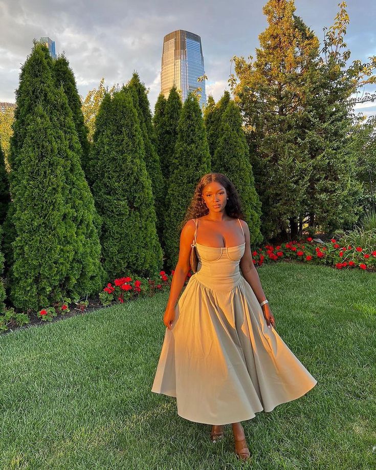 Robe de soirée mi-longue vintage élégante et unie fg6992