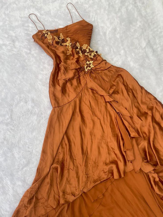 Robe de bal longue à bretelles spaghetti, robe de soirée unique fg7010