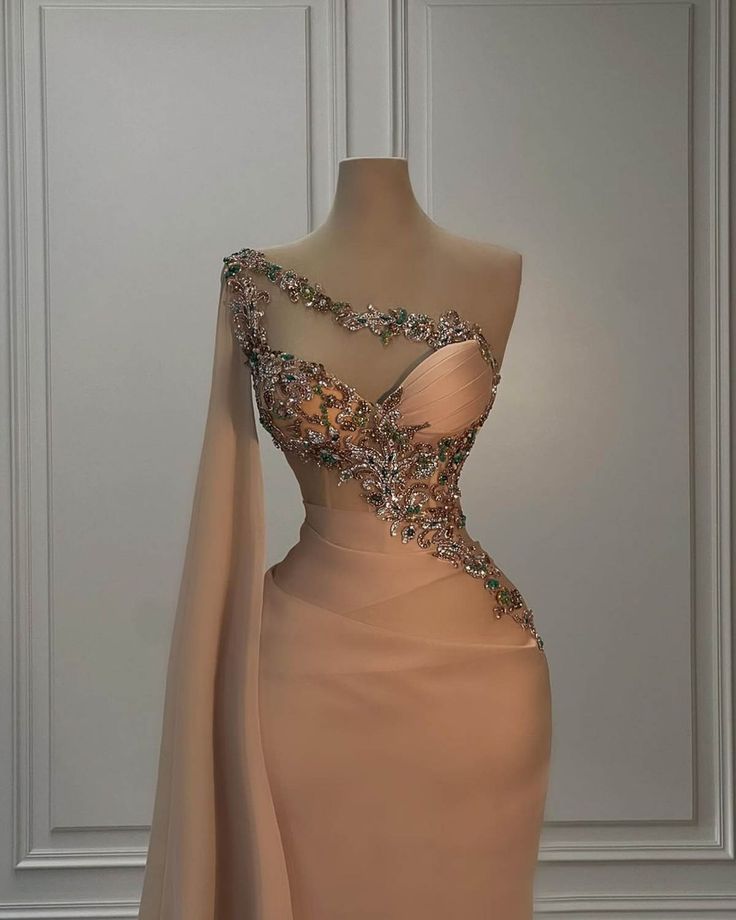 trendy evening dresses Fashion Evening Dresses For Women One Shoulder Sleeveless Gown Appliques Prom Party Dress fg7061