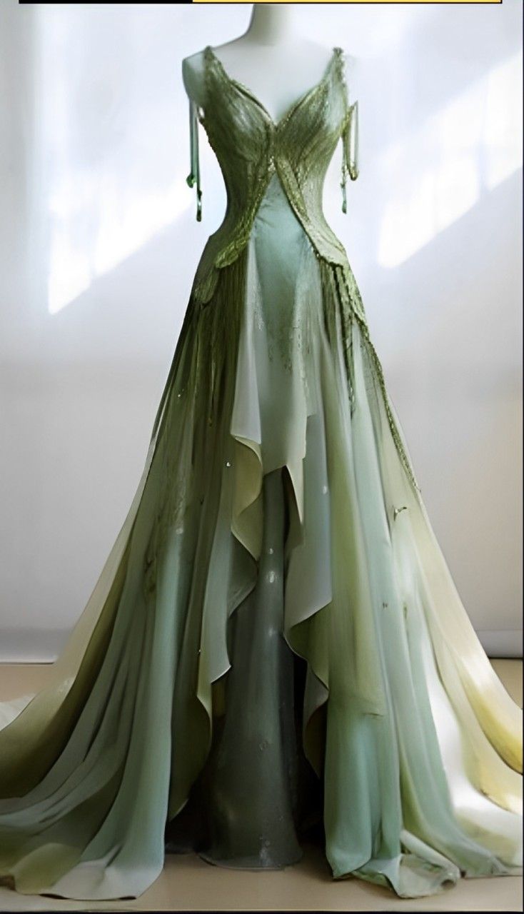 Elegantes A-Linien-Abendkleid in Grün mit V-Ausschnitt und Chiffon, lang, fg7197