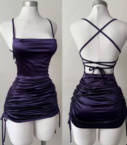 Robe de soirée courte à bretelles spaghetti, simple et bon marché, fg6207