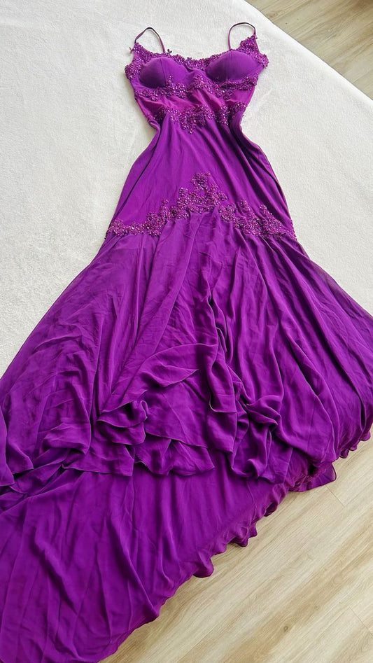 Jolie robe de bal violette longue et élégante fg6943