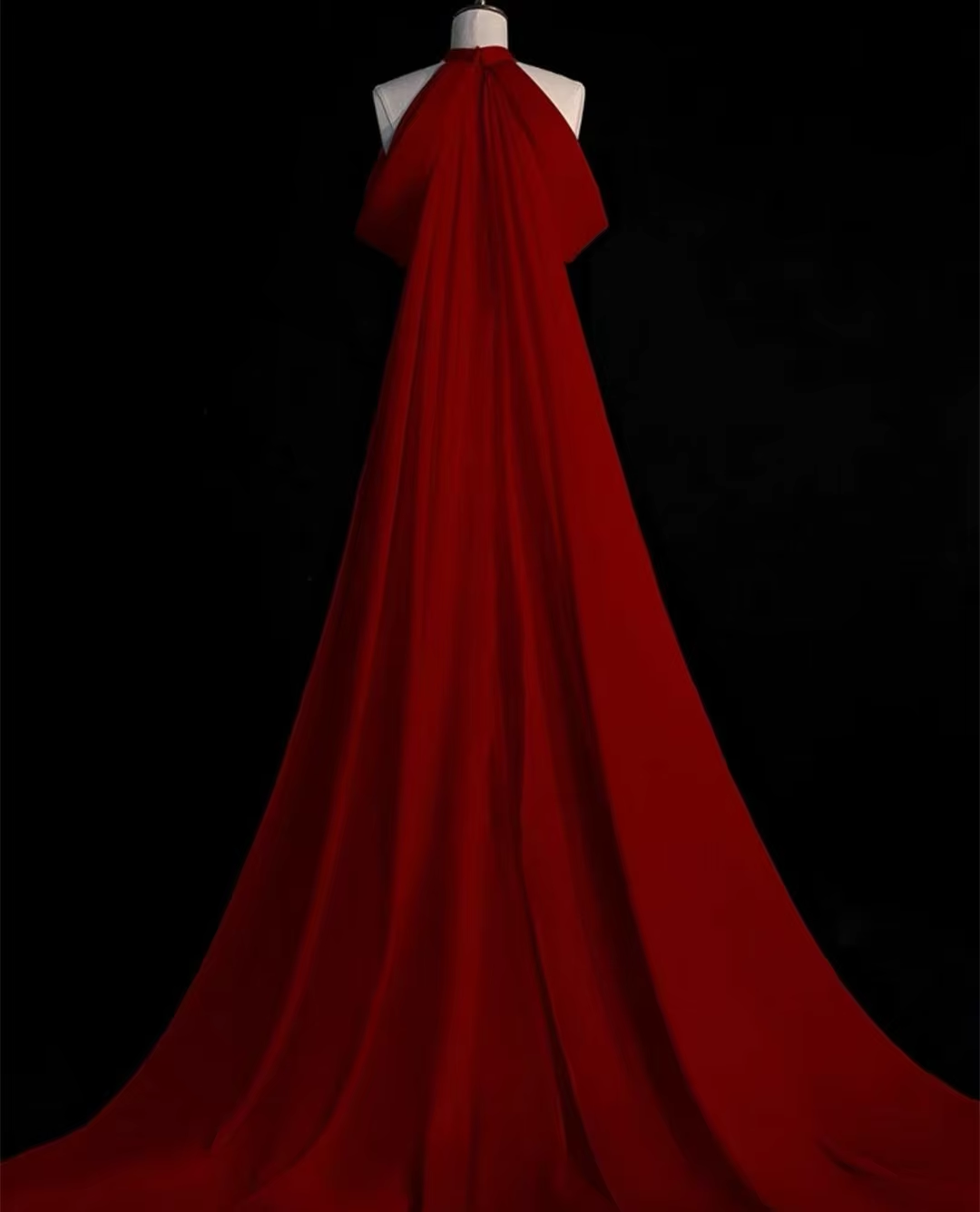 Charming Burgundy Halter Mermaid Evening Dress With Trail fg6654