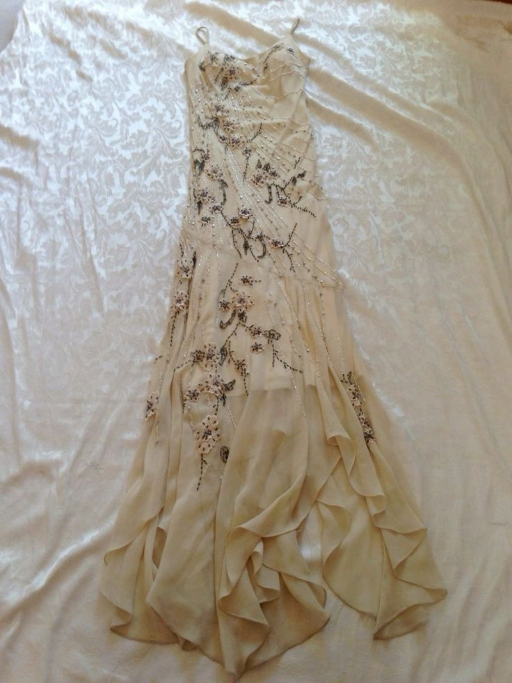 Elegantes Champagner Träger Vintage Partykleid, Abendkleid fg6946