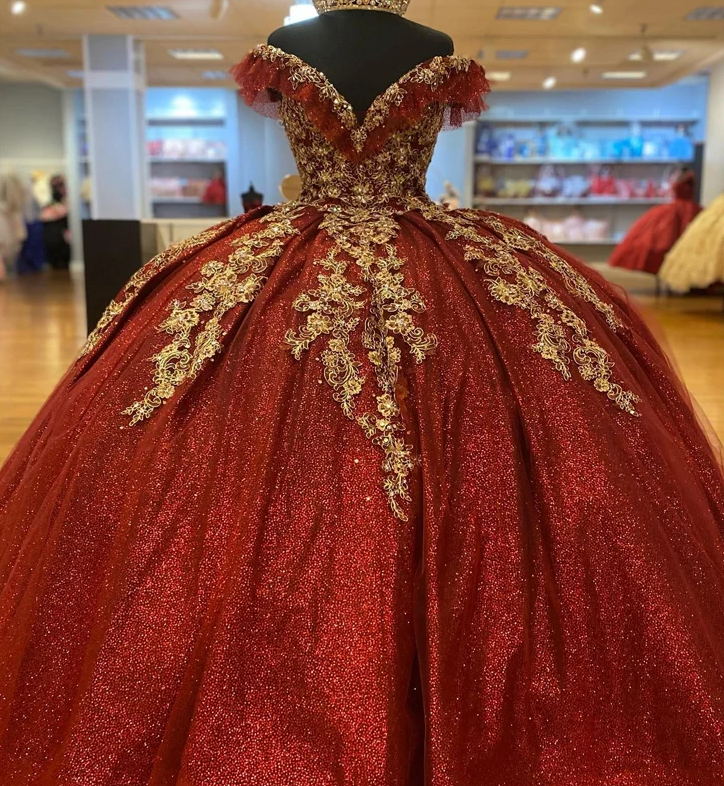 Dark Red Sequins Quinceanera Dresses 2024, Lace Up Ball Gown Prom Gown formalgowns Dark Red Sequins Quinceanera Dresses 2024, Lace Up Ball Gown Prom Gown formalgowns