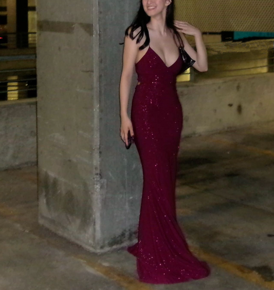 Robe de bal bordeaux à paillettes, longue robe de soirée formelle fg6931