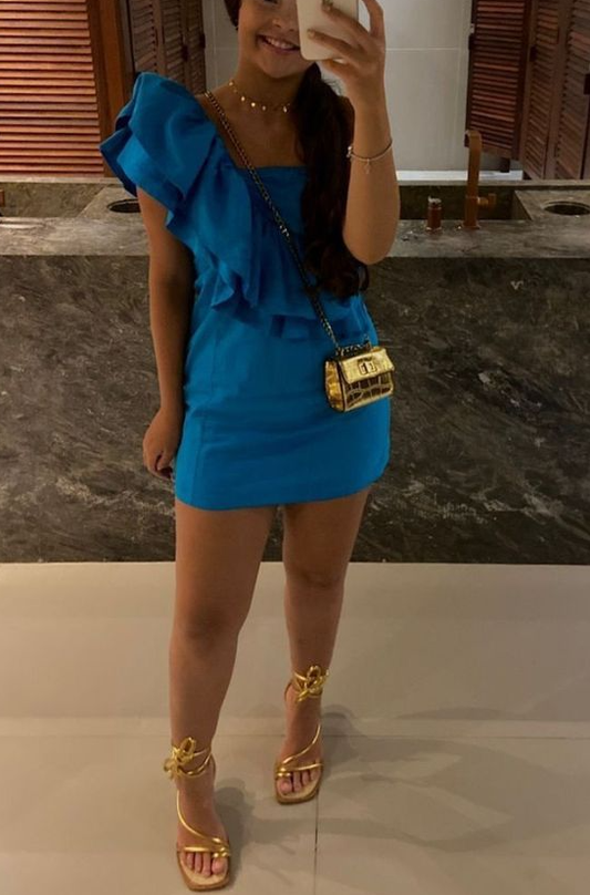 Robe de bal courte bleue, fg6248