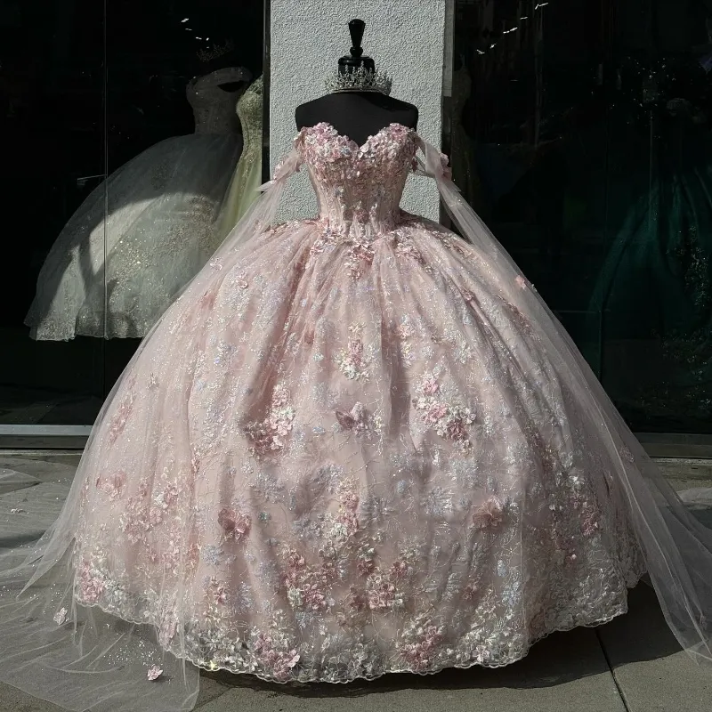 Light Pink Quinceanera Dress Off-Shoulder Lace Appliques Ball Gown fg6 – formalgowns Light Pink Quinceanera Dress Off-Shoulder Lace Appliques Ball Gown fg6 – formalgowns
