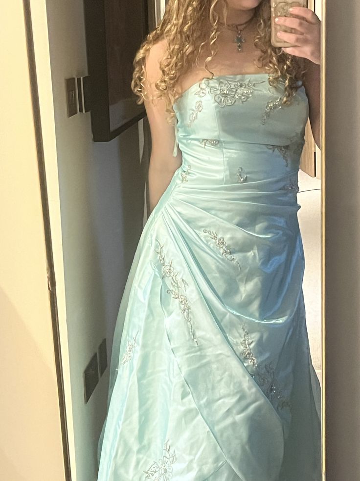 Light Blue Vintage Prom Party Dress Graduation Dress Evening Dress fg8454