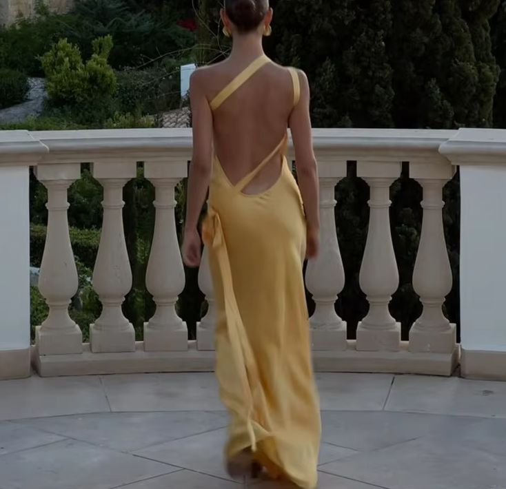 Sexy Backless Stain Dress Women Elegant Sleeveless Maxi Dresses 2025 Evening Dresses fg6701