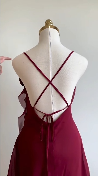 Burgundy Cocktail Dress Short Party Dress Homecoming Dress fg7537