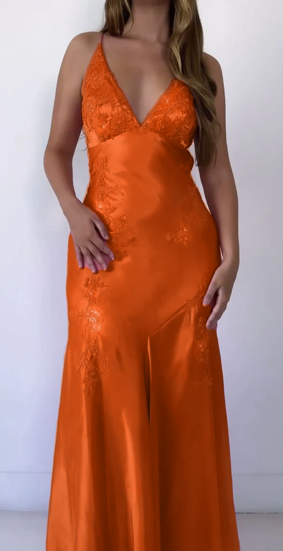 Robe de soirée longue à col en V fg5162
