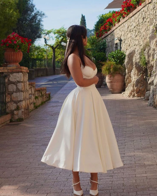 Robe de bal trapèze sans manches à bretelles spaghetti pour soirée fg7267