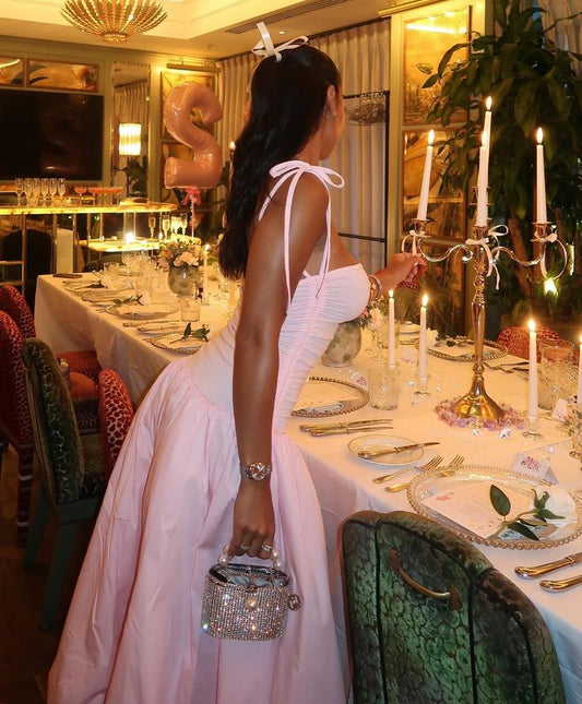 Robe de bal rose sans manches, tenue de soirée formelle fg7262