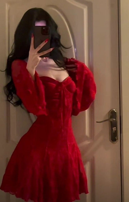 Robe de soirée rouge courte pour anniversaire fg7287