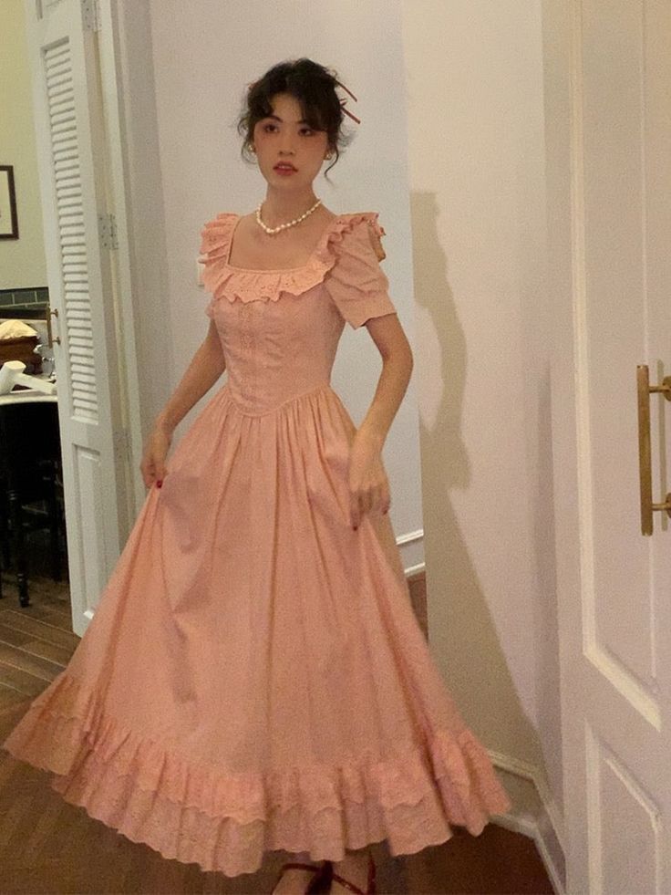 Elegantes A-Linien-Ballkleid im Vintage-Stil, errötendes Rosa, Kleid mit quadratischem Ausschnitt, fg7272