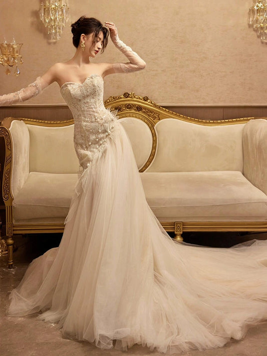 Sexy Meerjungfrau Langes Brautkleid Abend Party Kleider fg7702