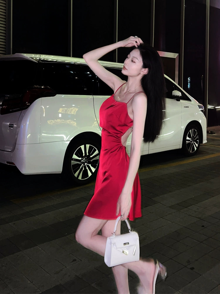 Robe de soirée courte rouge sexy, robe de cocktail, robe de fête d'anniversaire courte fg7889