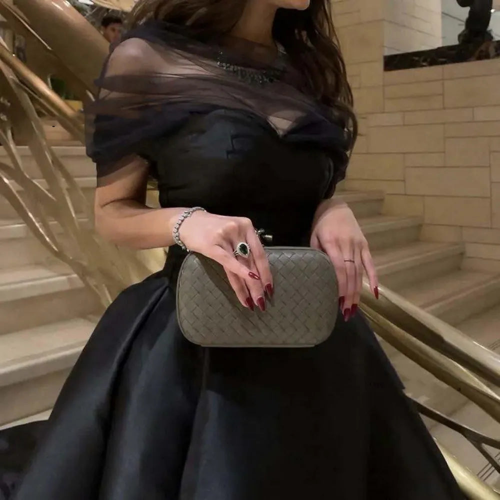 Vintage Black Ball Gown Prom Dress - Long Satin Off Shoulder Evening Gown for Special Occasions fg8062