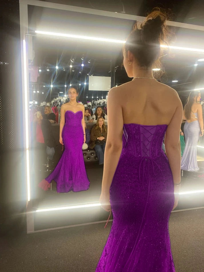 Hot Pink Mermaid Long Prom Gown Evening Dress fg7395