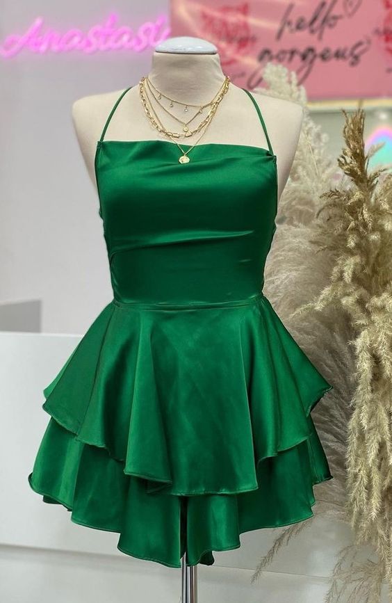 Robe de soirée courte verte, robe de soirée d'anniversaire fg6902