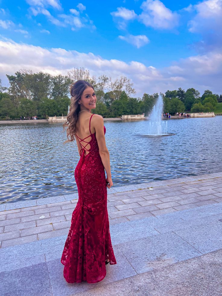 Burgundy Mermaid Lace Sequins Prom Dress Formal Wear Dresses fg6922 Burgundy Mermaid Lace Sequins Prom Dress Formal Wear Dresses fg6922