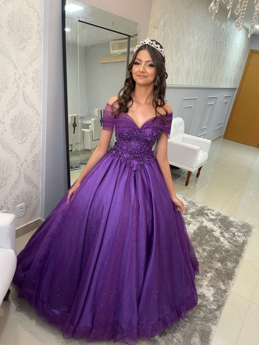 Robe de soirée princesse violette brillante pour 15 ans fg6873