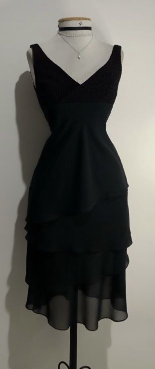 Robe de soirée mi-longue noire, robe de cocktail fg6868