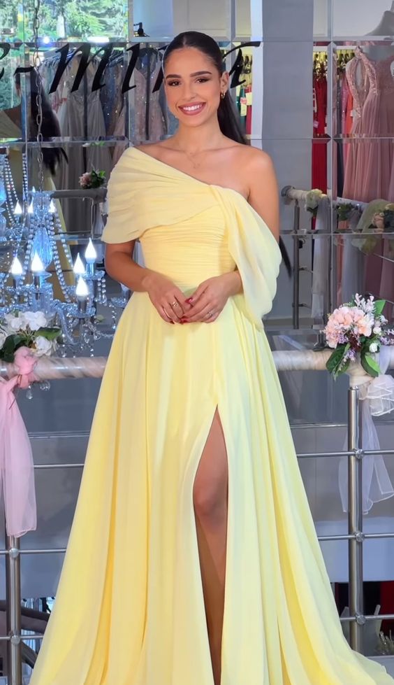 Vintage A line Yellow Long Prom Dress Evening Dresses fg6832 formalgowns Vintage A line Yellow Long Prom Dress Evening Dresses fg6832 formalgowns