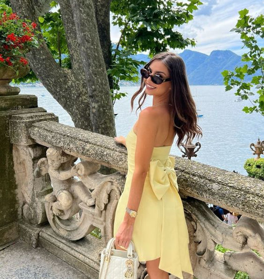 gelbes kurzes Abendkleid kurze Homecoming-Kleider fg6848