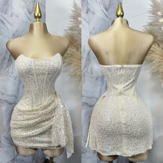 Robe de soirée rose bustier à paillettes, mini robe de bal, tenue d'anniversaire fg6892