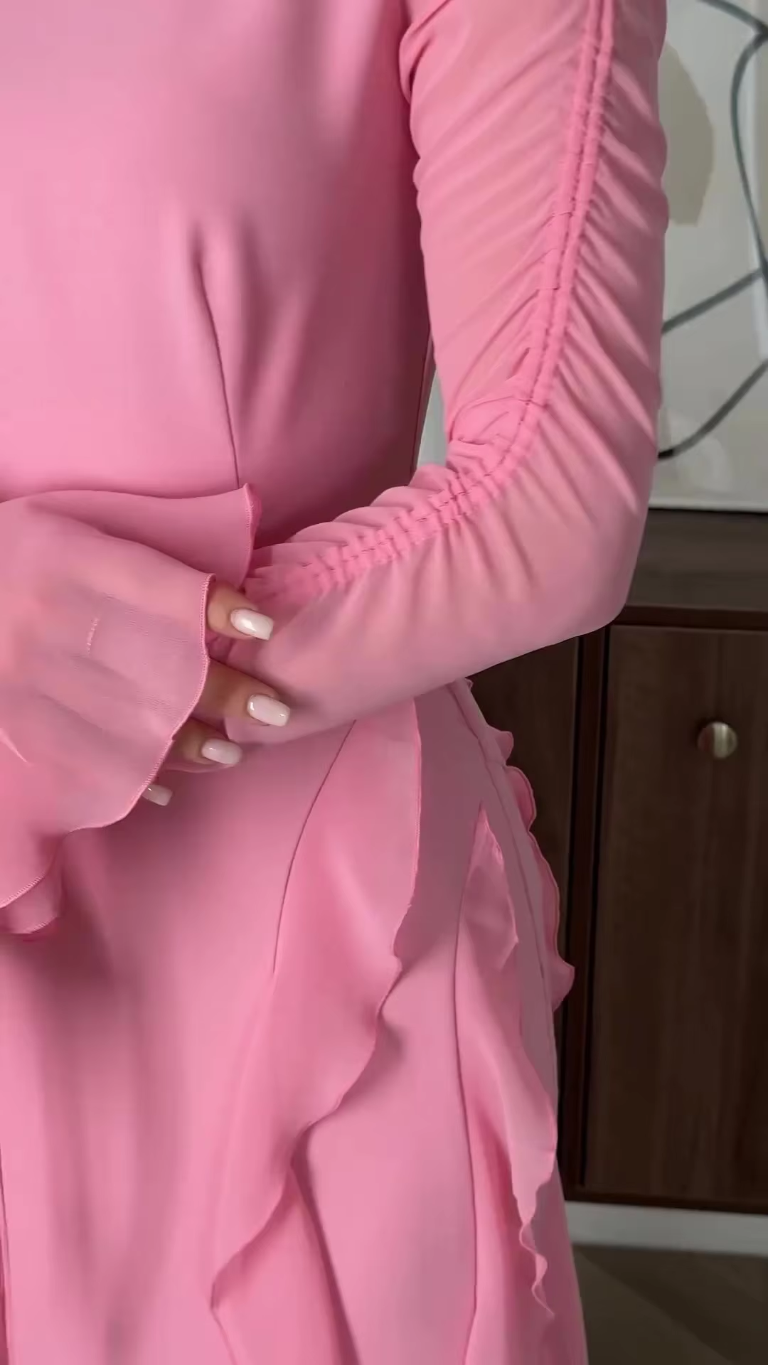 Robe longue décontractée en mousseline à volants pour femme, tenue de soirée fg7442