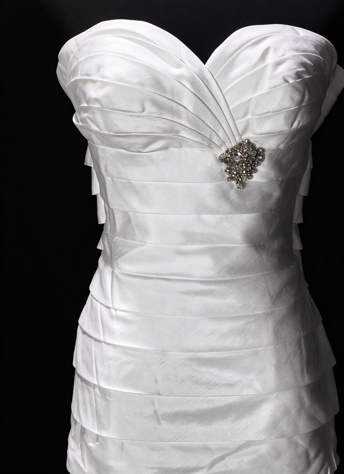 Strapless Pleated White Organza A-Line Prom Dress, Formal Evening Gown fg8928