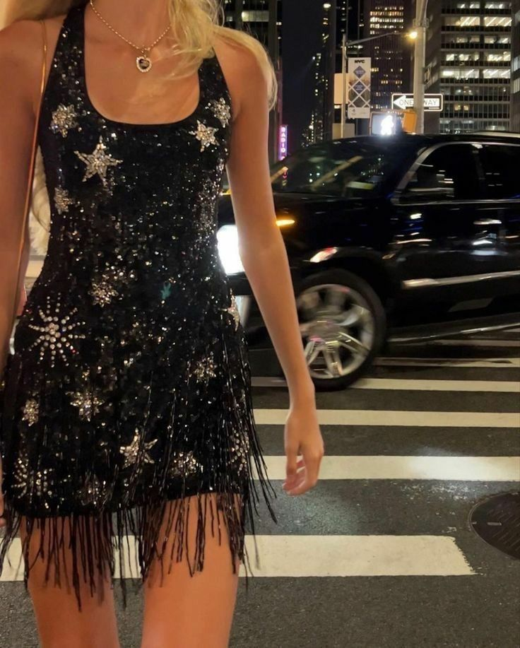 star homecoming dress Sparkling Tassel Square Neck Sequin Open Back fg – formalgowns Longsleeve_C