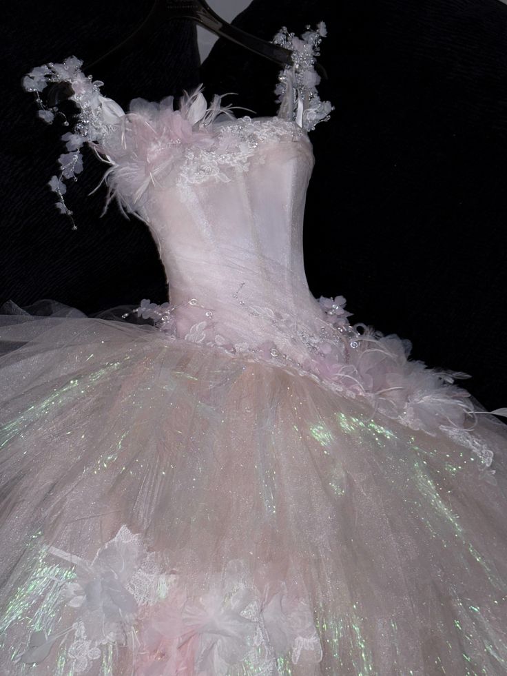 Sweet Ball Gown Spaghetti Straps Pink Tulle Applique Long Prom Dress,Formal Dress fg8447